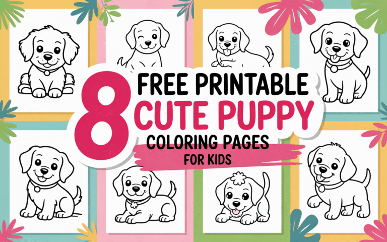8 Free Printable Cute Puppy Coloring Pages for Kids
